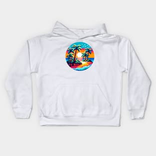 Pixel Palms: Tropical Serenity Kids Hoodie